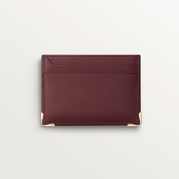 カード ホルダー マスト  XLロゴ パンチング加工ボルドーカラー カーフスキン、ゴールドフィニッシュ