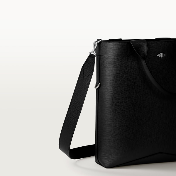 スモール トートバッグ ロザンジュ  ブラック グレインド カーフスキン、パラジウムフィニッシュ＆エナメル