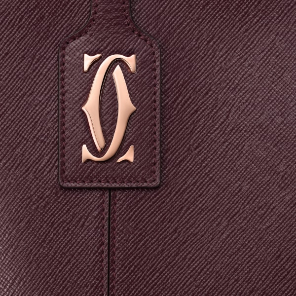 ミニ トートバッグ C ドゥ カルティエ  グレープ テクスチャード カーフスキン、エンブロイダリー、ピンクゴールド フィニッシュ