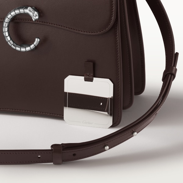 スモール バッグ パンテール C  トンカブラウン カーフスキン、パラジウムフィニッシュ、ゼブラ モチーフ