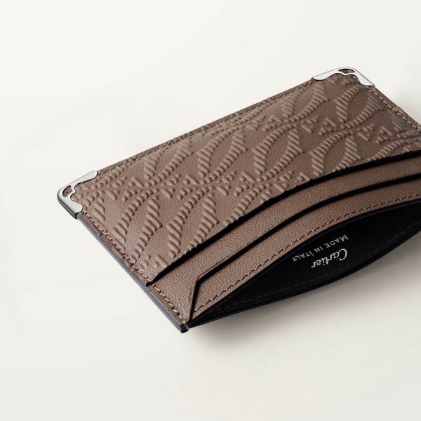 マスト カードホルダー  デボス加工 ペッパーグレー カーフレザー、ゴドロンモチーフ、エンボス加工 パラジウムフィニッシュ 