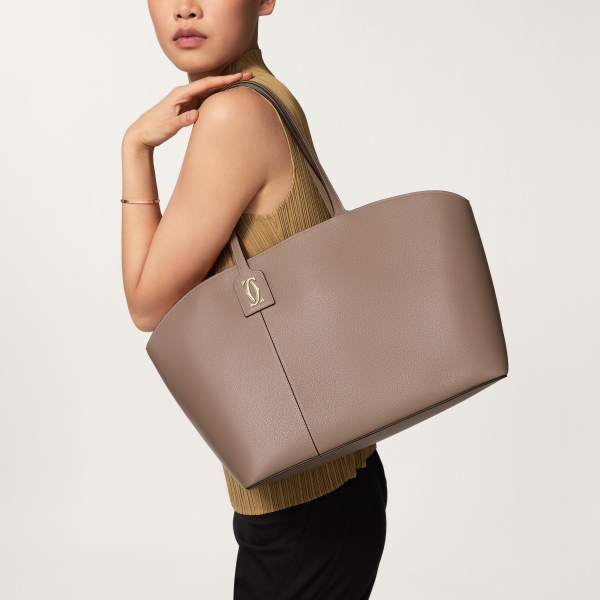 トートバッグ C ドゥ カルティエ  クレイカラー グレインド カーフスキン、ゴールドフィニッシュ