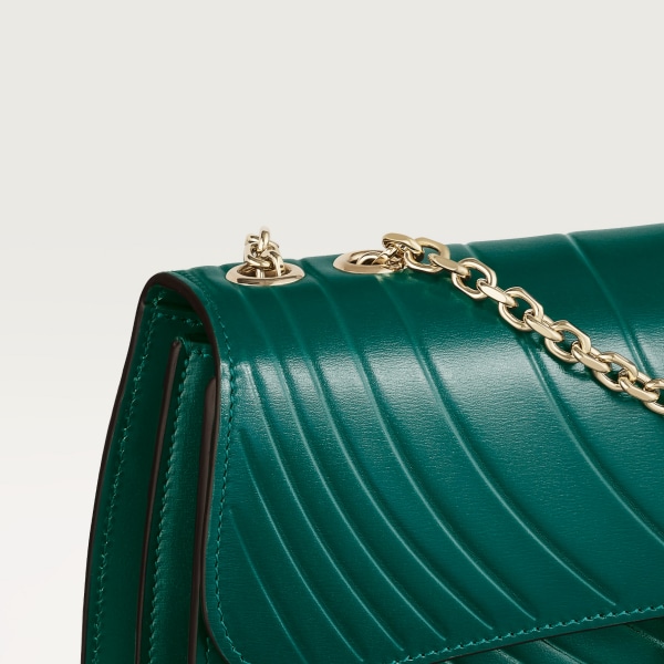 パンテール ドゥ カルティエ チェーンバッグ スモール エメラルドグリーン カーフスキン、カルティエ シグネチャーモチーフのエンボス加工、ゴールドフィニッシュ