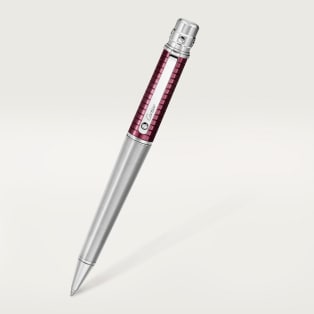 サントス ドゥ カルティエ ボールペン ラージモデル、ブラッシュド＆バーガンディ アルマイト加工溝入りメタル、パラジウムフィニッシュ