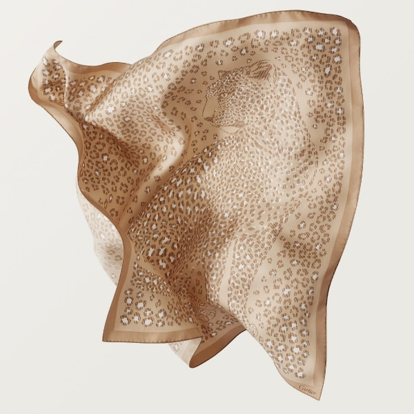 パンテール ドット スクエア スカーフ 90 コードベージュ シルクツイル