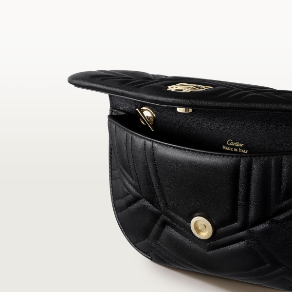 パンテール ドゥ カルティエ ハーフムーンバッグ ブラックキルティング カーフスキン、ゴールドフィニッシュ