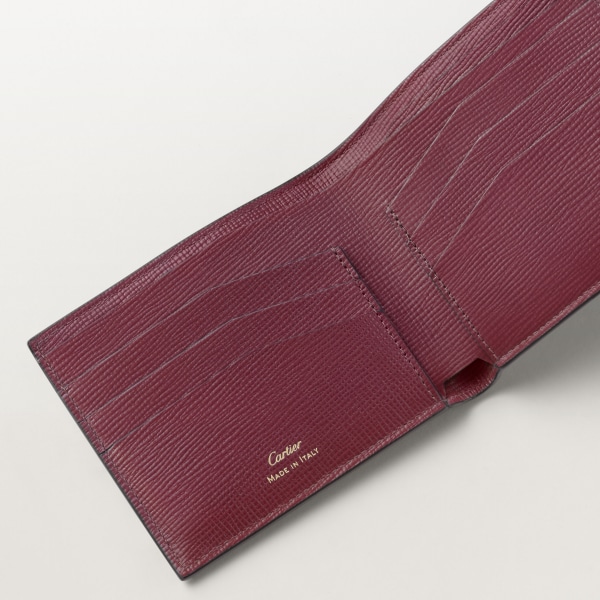 ウォレット ロザンジュ  ボルドーカラー グレインド カーフスキン、ゴールドフィニッシュ、ボルドーカラー エナメル