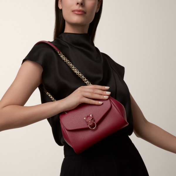 ミニ バッグ パンテール グラフィック  ボルドーカラー カーフスキン、ゴールドフィニッシュ