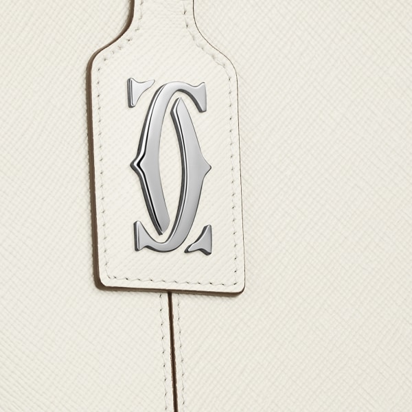 ミニ トートバッグ C ドゥ カルティエ  ソルトホワイト テクスチャード カーフスキン、エンブロイダリー、パラジウムフィニッシュ