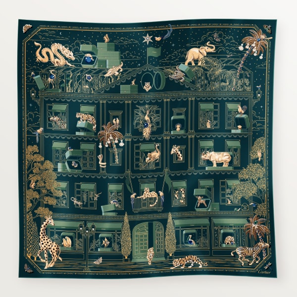 プレシャス アドレス スクエア スカーフ 90 グリーンティー シルクツイル