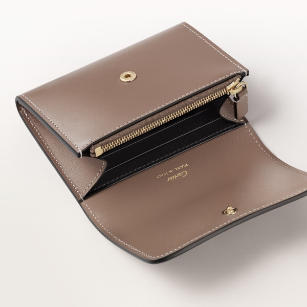 ウォレット パンテール  クレイカラー グレインド カーフスキン、ゴールドフィニッシュ