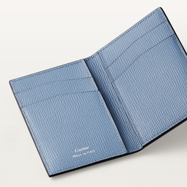カード ホルダー ロザンジュ  ディープブルー カーフスキン、パラジウムフィニッシュ、エナメル