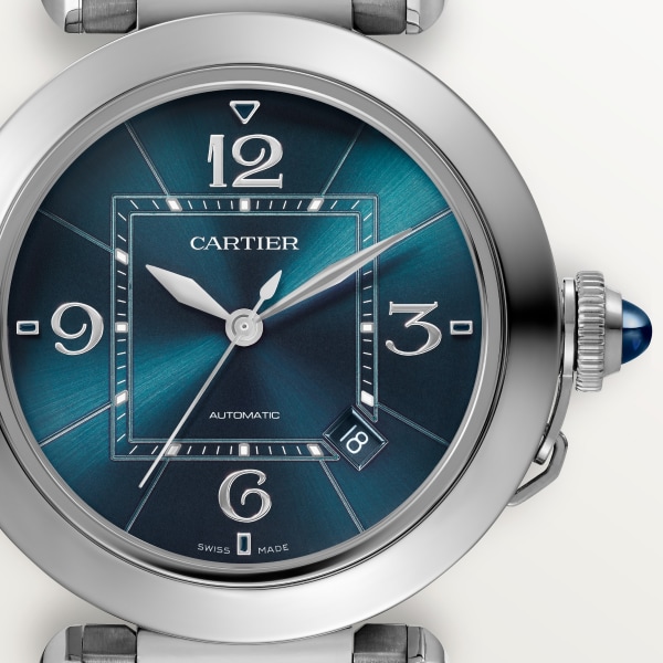 パシャ ドゥ カルティエ ウォッチ 41mm、自動巻きムーブメント、スティール、レザー＆スティール製インターチェンジャブルストラップ