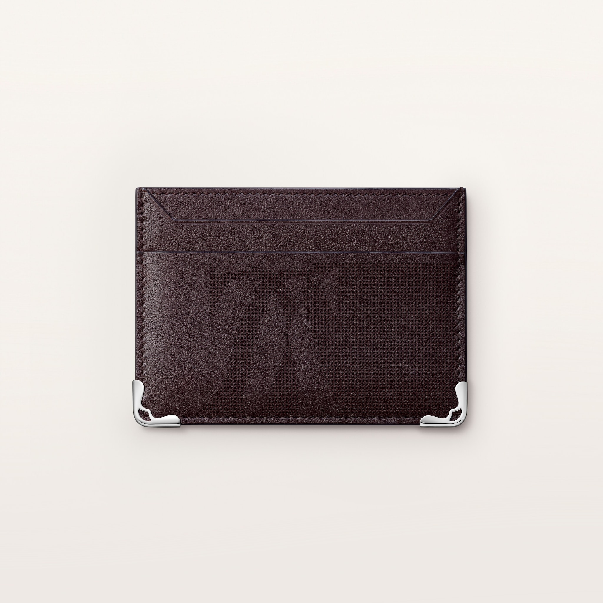 マスト カードホルダーパンチング加工エボニー カーフスキン、XL ロゴ、パラジウムフィニッシュ