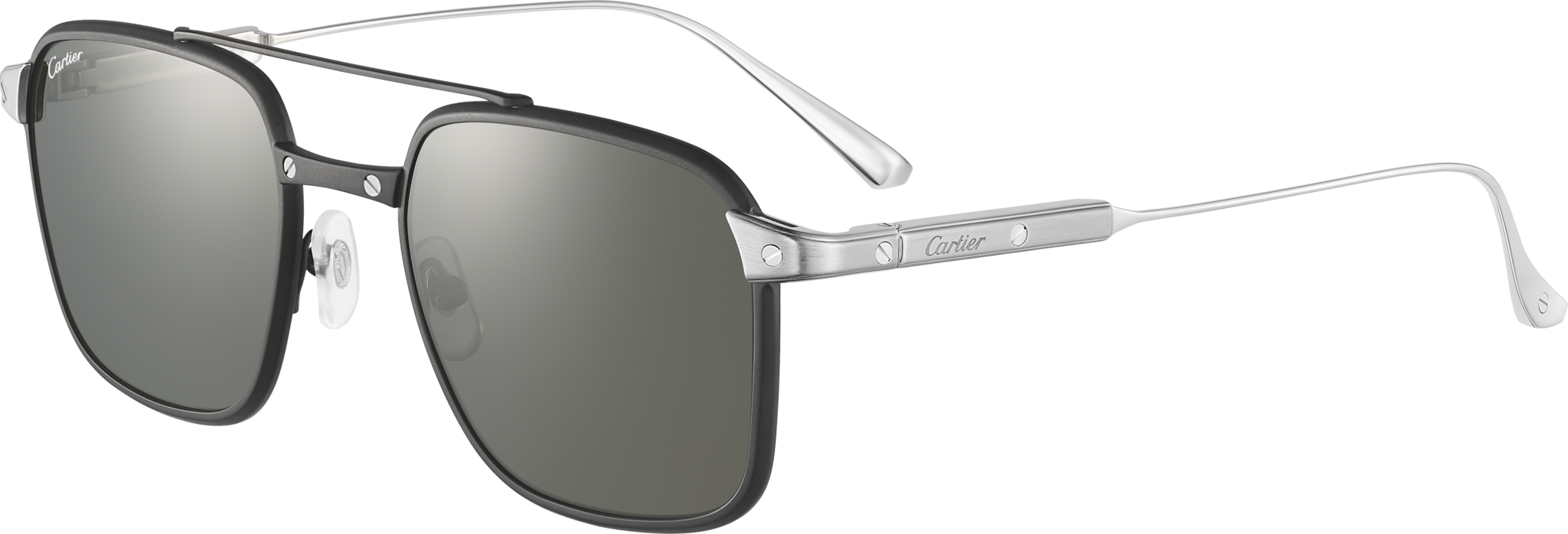 サントス ドゥ カルティエ サングラスブラッシュド ブラック PVD＆ダークルテニウム フィニッシュ チタン、ブラック偏光レンズ