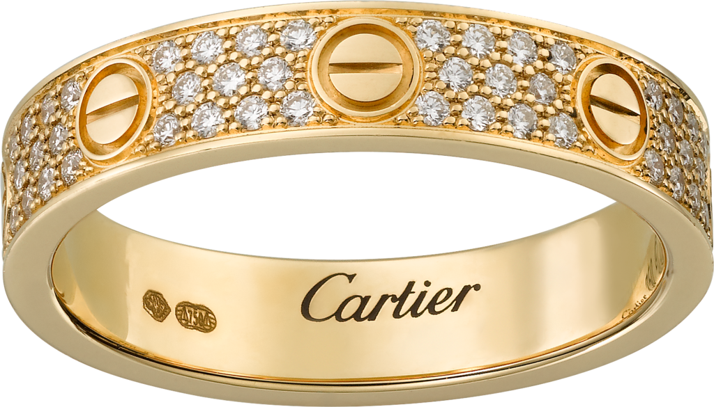 CRB4083300 - Love ウェディング リング、パヴェダイヤモンド - イエローゴールド、ダイヤモンド - Cartier