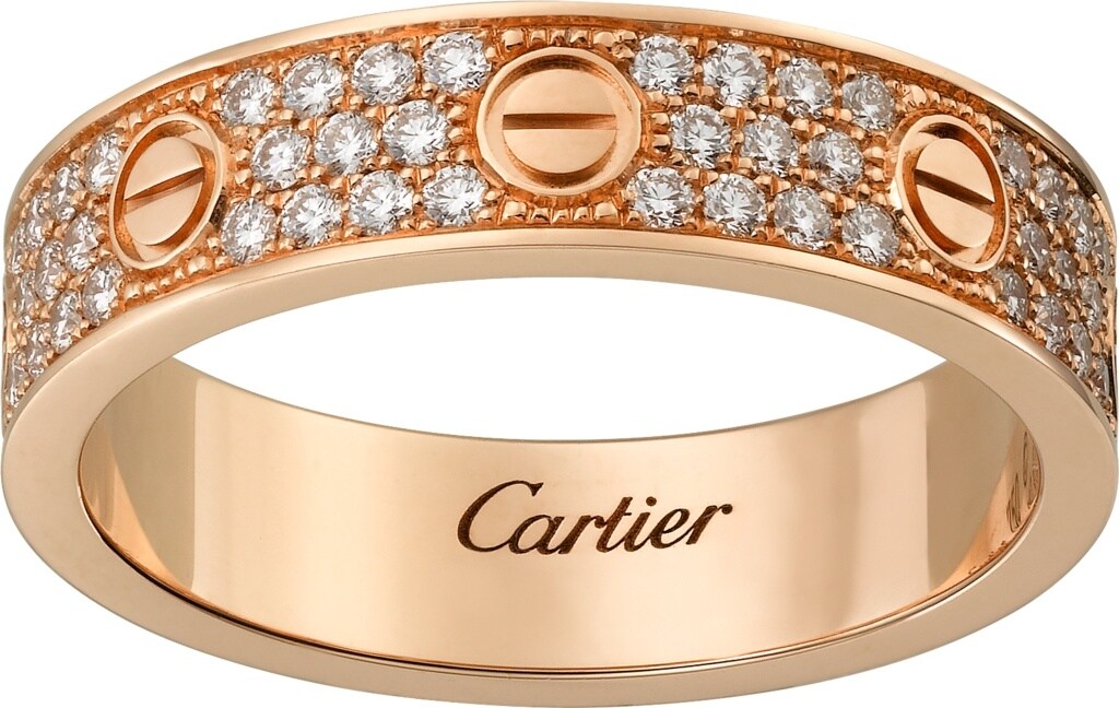Crb Love ウェディング リング パヴェダイヤモンド ピンクゴールド ダイヤモンド Cartier