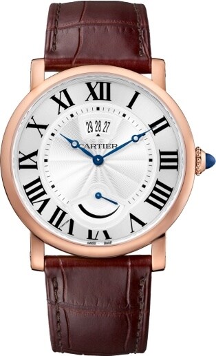 Crw ロトンド ドゥ カルティエ ウォッチ 日付表示窓 パワーリザーブ 40mm 手巻き ピンクゴールド レザー Cartier