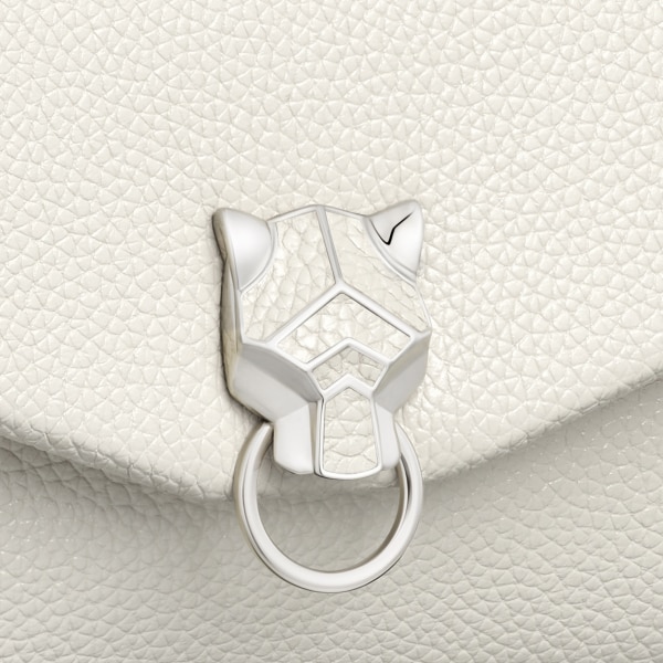 ナノ バッグ パンテール グラフィック  ソルトホワイト グレインド カーフスキン、パラジウムフィニッシュ