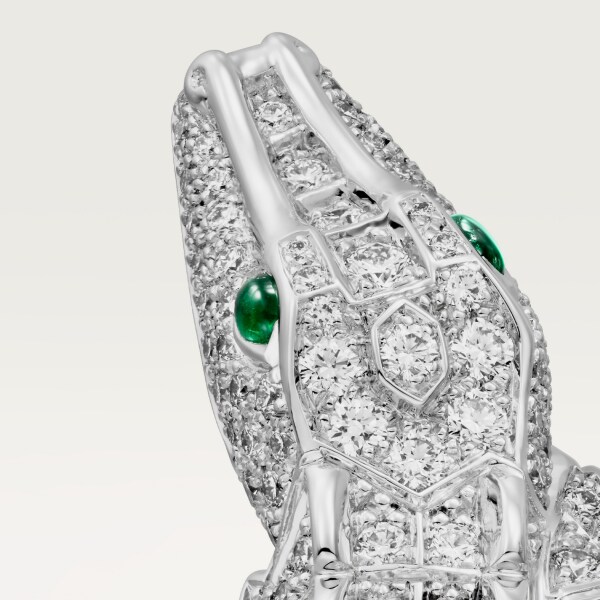 ファウナ＆フローラ ドゥ カルティエ イヤリング、パヴェセッティング ホワイトゴールド、エメラルド、ダイヤモンド