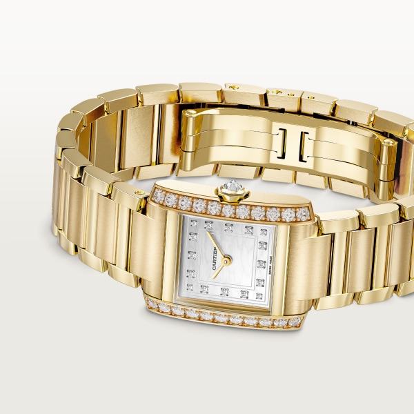 【日本限定】 タンク フランセーズ ウォッチ スモールモデル、高効率クォーツムーブメント、イエローゴールド、ダイヤモンド