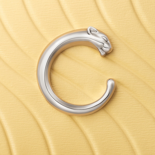 パンテール ドゥ カルティエ シンプル カードホルダー ミモザイエロー カーフスキン、「Cartier」ロゴの箔押し、パラジウムフィニッシュ