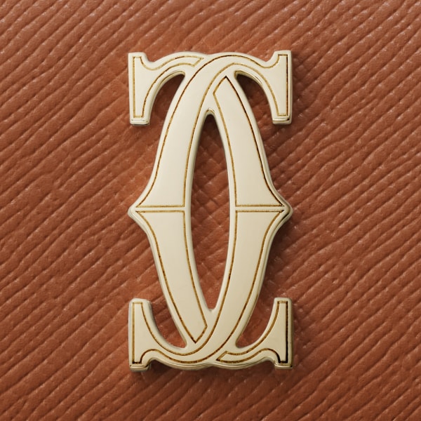 ウォレット C ドゥ カルティエ  キャラメル テクスチャー カーフスキン、ゴールドフィニッシュ