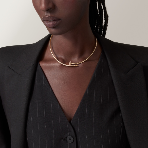 ジュスト アン クル トルク ネックレス、スモールモデル、リバースセッティング ダイヤモンド、ダイヤモンド イエローゴールド、ダイヤモンド