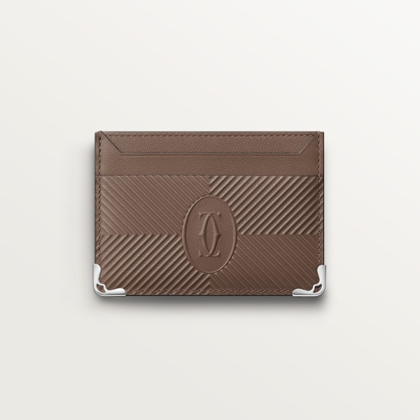 カード ホルダー マスト  デボス加工 ペッパーグレー カーフレザー、ゴドロンモチーフ、エンボス加工 パラジウムフィニッシュ 