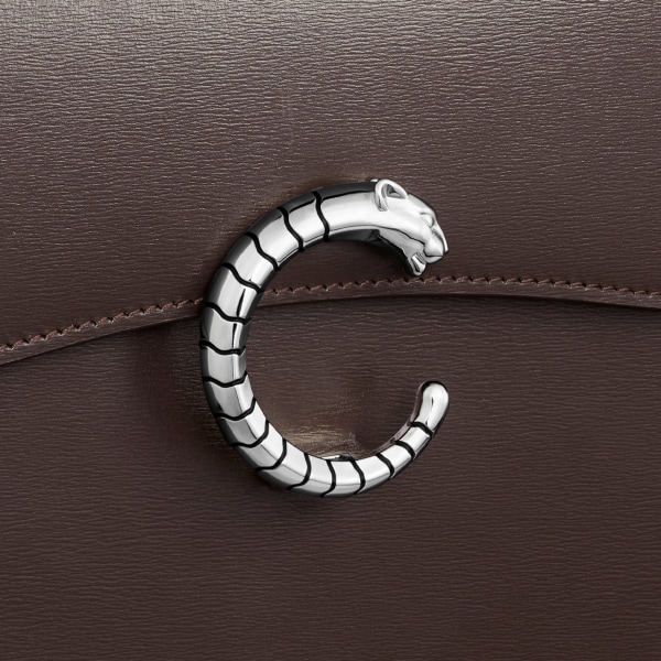 スモール バッグ パンテール C  トンカブラウン カーフスキン、パラジウムフィニッシュ、ゼブラ モチーフ