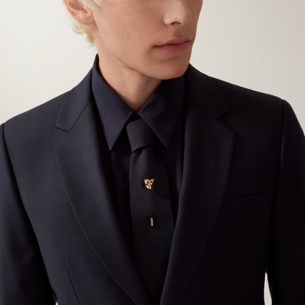 パンテール ドゥ カルティエ タイピン イエローゴールド、ツァヴォライト、ブラックラッカー