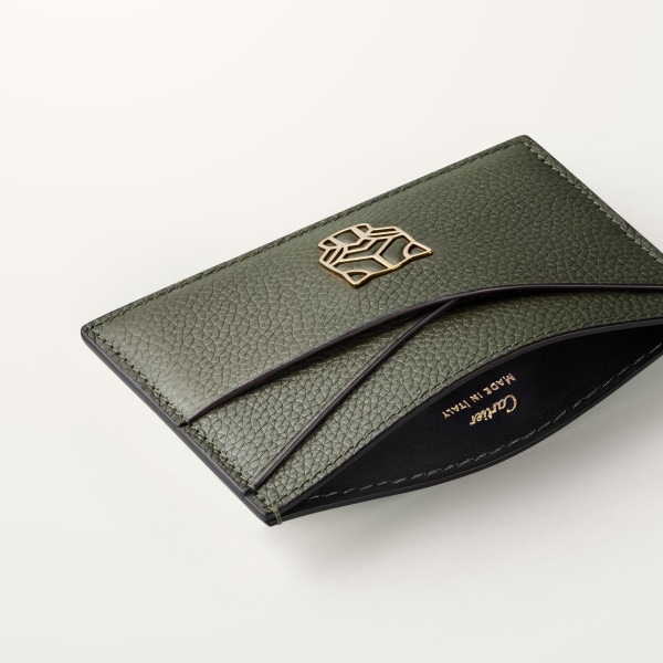 カードホルダー 
パンテール グラフィック  グリーンティー グレインド カーフスキン、ゴールドフィニッシュ 