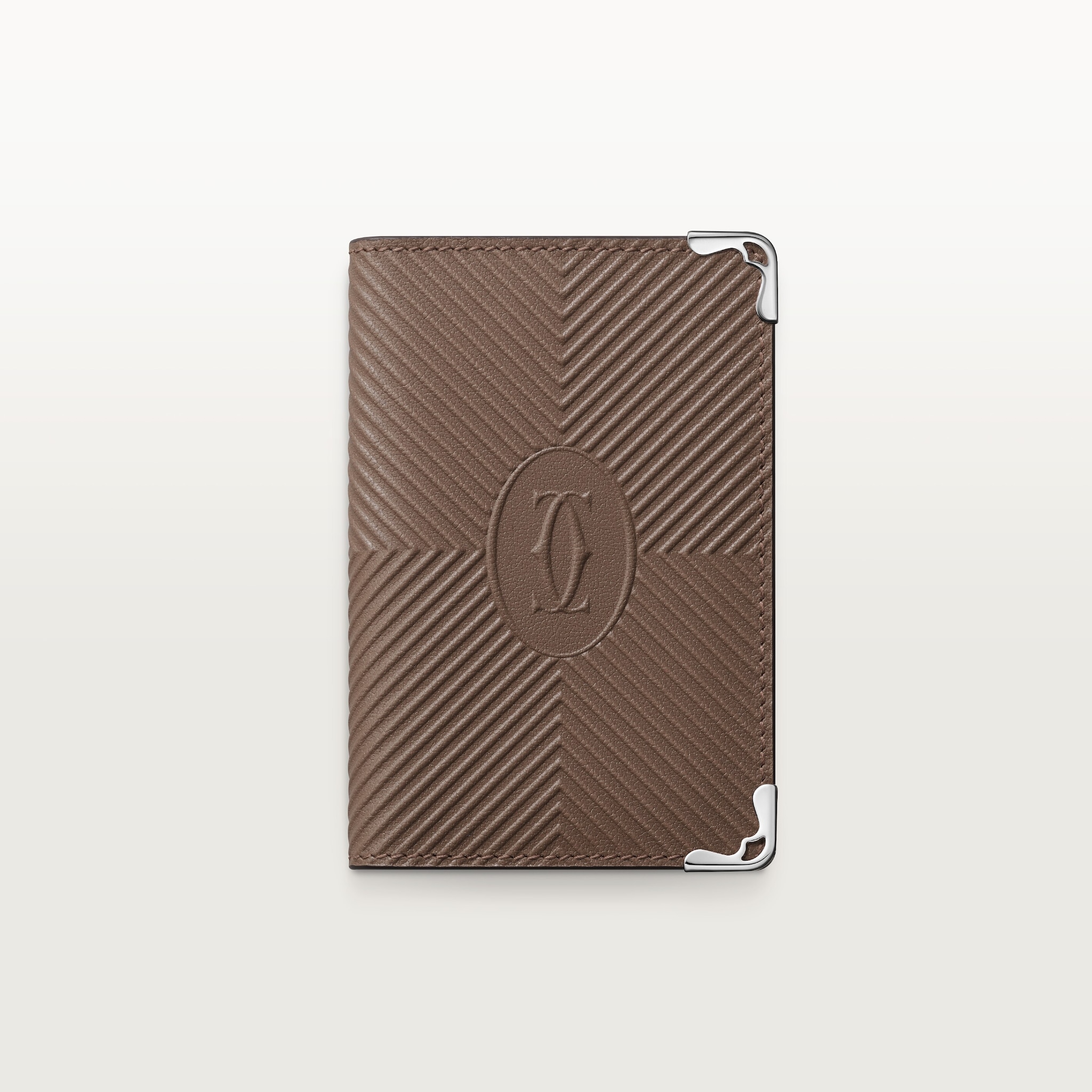 カード ホルダー マスト デボス加工 ペッパーグレー カーフレザー、ゴドロンモチーフ、エンボス加工 パラジウムフィニッシュ 