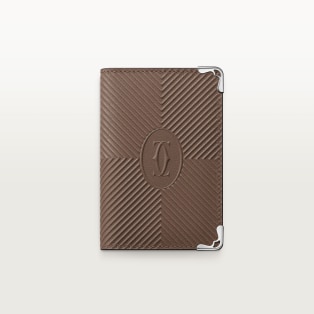 カード ホルダー マスト  デボス加工 ペッパーグレー カーフレザー、ゴドロンモチーフ、エンボス加工 パラジウムフィニッシュ 