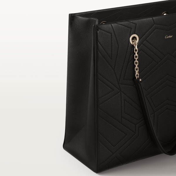 トートバッグ パンテール  ブラック グレイン カーフスキン、ゴールドフィニッシュ