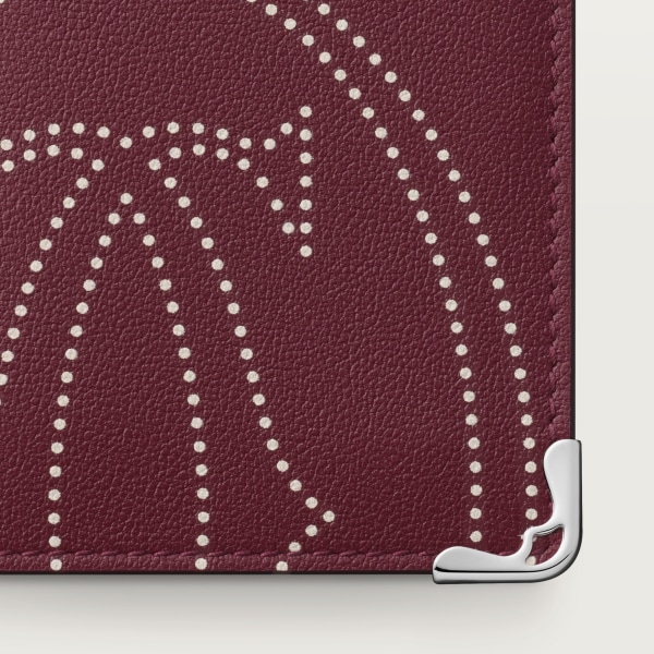 カード ホルダー マスト  ボルドーカラー カーフスキン、XLドットロゴ プリント、パラジウムフィニッシュ