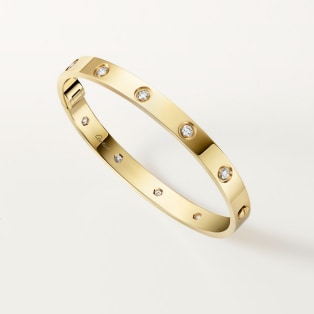 <span class='lovefont'>A </span> ブレスレット、クラシックモデル、ダイヤモンド10石、ビス クロージャー1つ イエローゴールド、ダイヤモンド