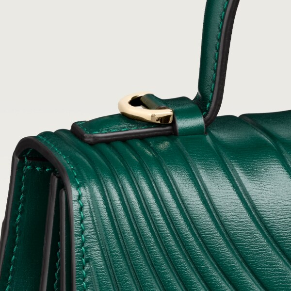 パンテール ドゥ カルティエ ハンドルバッグ ミニ エメラルドグリーン カーフスキン、カルティエ シグネチャーモチーフのエンボス加工、ゴールドフィニッシュ