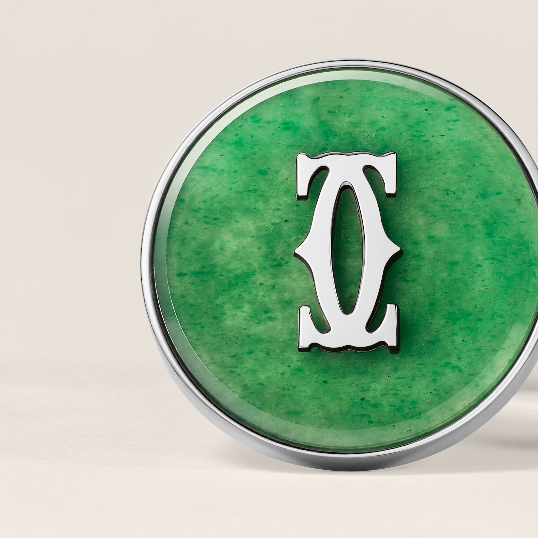 ドゥーブルC ドゥ カルティエ アベンチュリン カフリンクススターリングシルバー、アベンチュリン、パラジウムフィニッシュ 