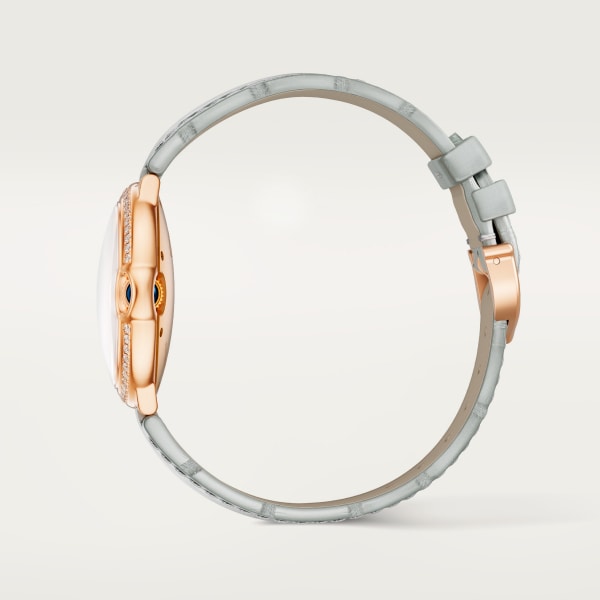 バロン ブルー ドゥ カルティエ ウォッチ 36mm、自動巻きムーブメント、ピンクゴールド、ダイヤモンド、レザーストラップ