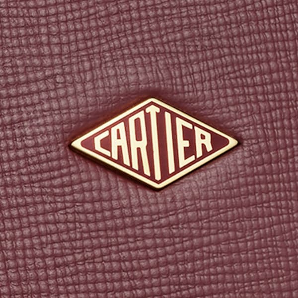 スリム ブリーフケース ロザンジュ  グレインド ボルドーカラー カーフスキン、ゴールドフィニッシュ、エナメル