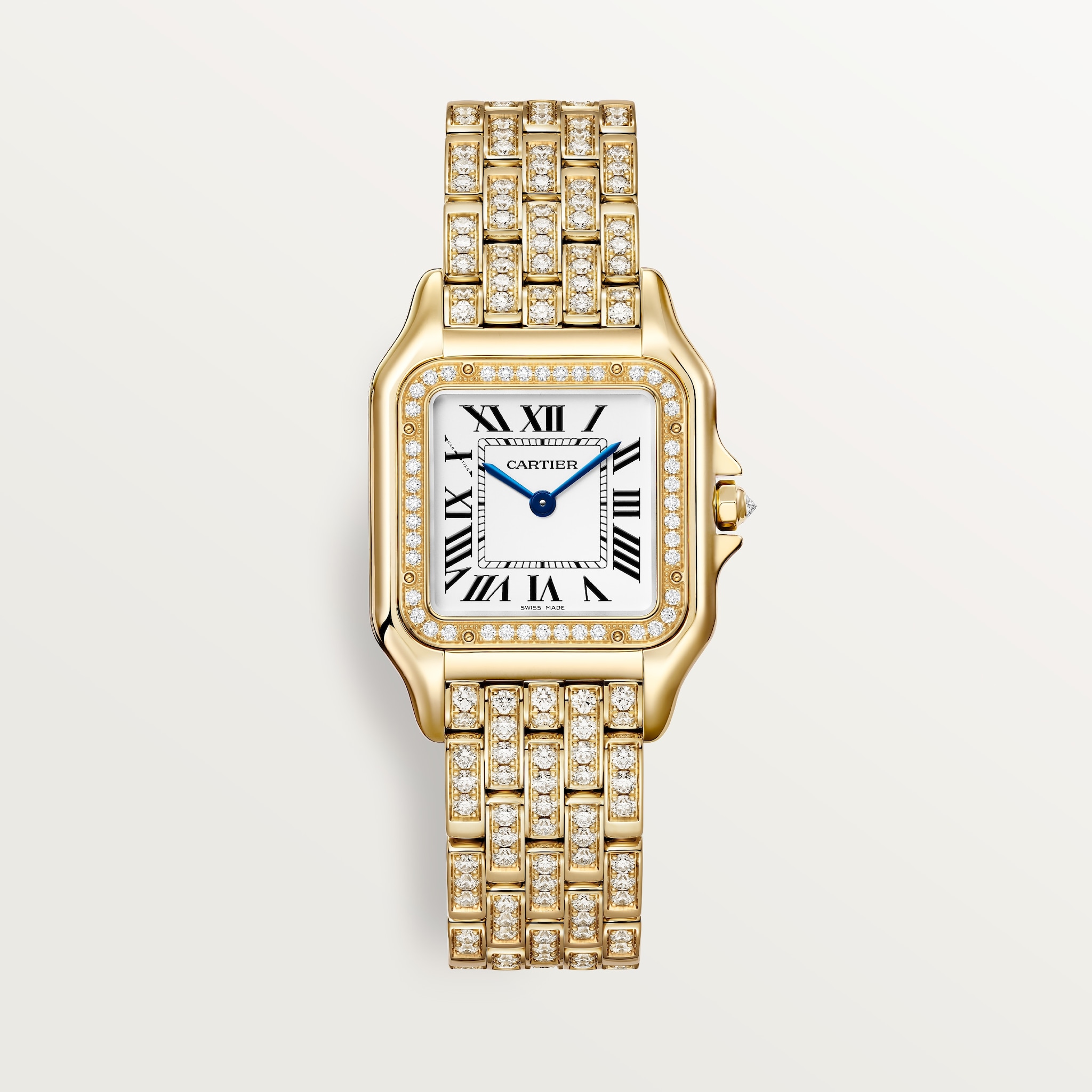 パンテール ドゥ カルティエ ウォッチミディアムモデル、クォーツムーブメント、イエローゴールド、ダイヤモンド