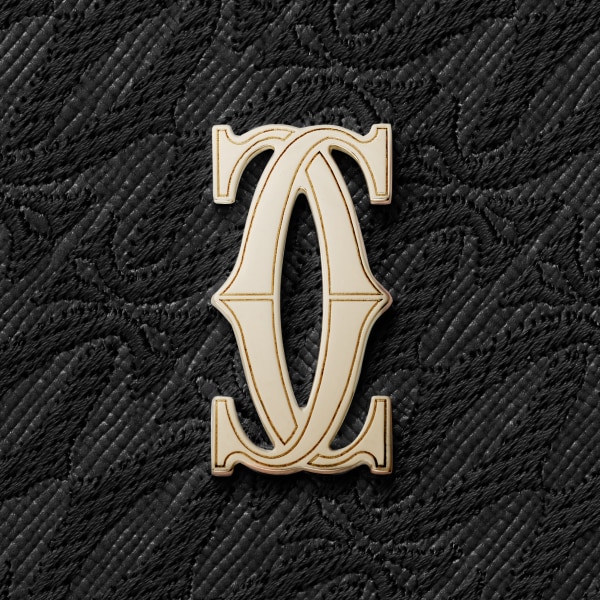 ウォレット C ドゥ カルティエ  ブラック テクスチャー カーフスキン、刺繡入り、ゴールドフィニッシュ