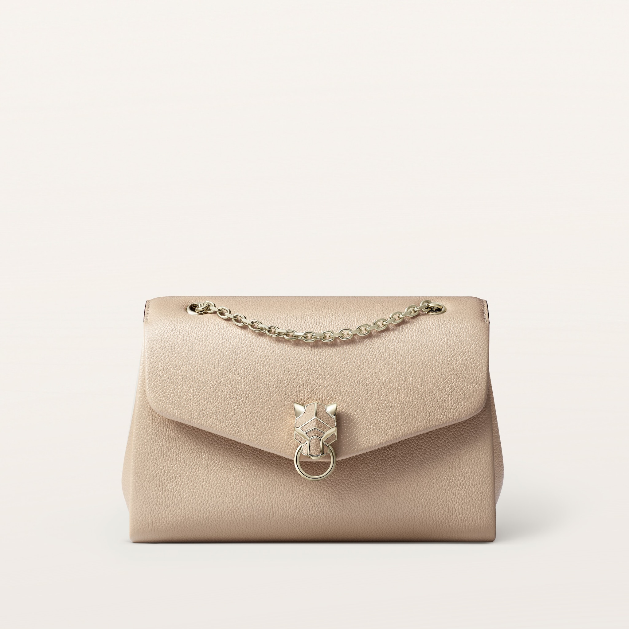 スモール バッグ パンテール グラフィック コードベージュ グレインド カーフスキン、ゴールドフィニッシュ