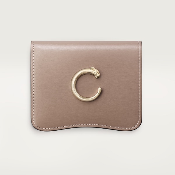 ウォレット パンテール C  クレイカラー グレインド カーフスキン、ゴールドフィニッシュ