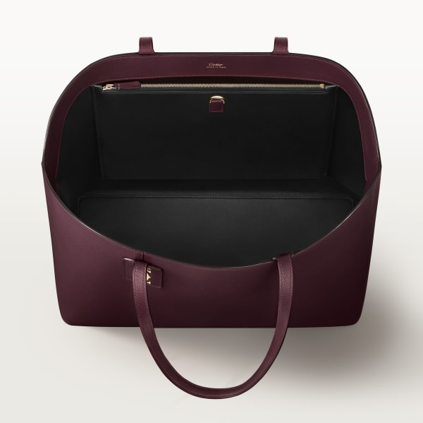 トートバッグ C ドゥ カルティエ  プラム グレイン カーフスキン、ゴールドフィニッシュ