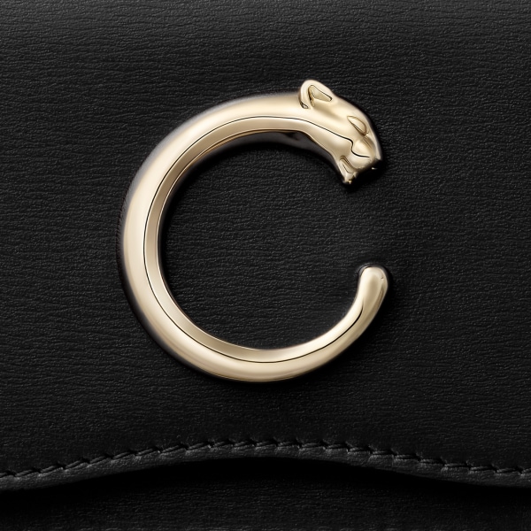 ウォレット パンテール C  ブラック カーフスキン、ゴールドフィニッシュ