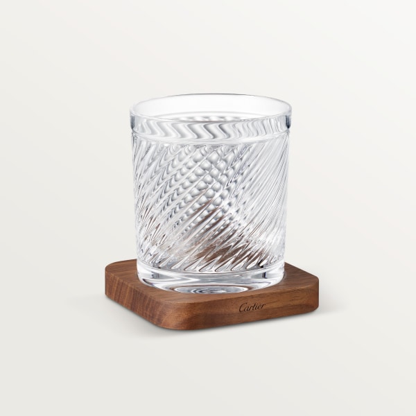 サントス ドゥ カルティエ 1デカンタ＆2グラス セット  クリスタル、ウォルナットウッド