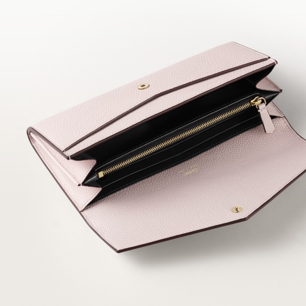 ウォレット パンテール グラフィック  ペタルピンク グレイン カーフスキン、ゴールドフィニッシュ