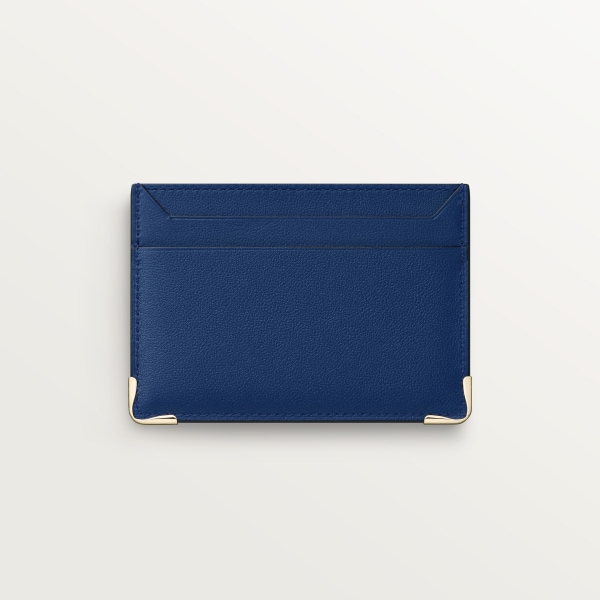 カード ホルダー マスト  ディープブルー カーフスキン、ゴールドフィニッシュ